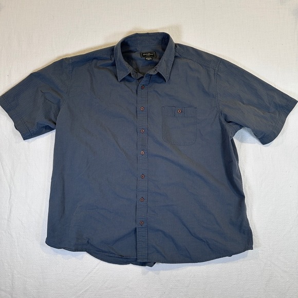 Eddie Bauer Other - Eddie Bauer Mens 3XL Tall Blue Micro Check Short Sleeve Button Up Shirt Pocket